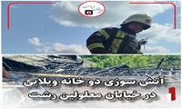 آتش‌سوزی دو خانه در معلولین رشت؛ خسارت مالی بدون تلفات جانی
